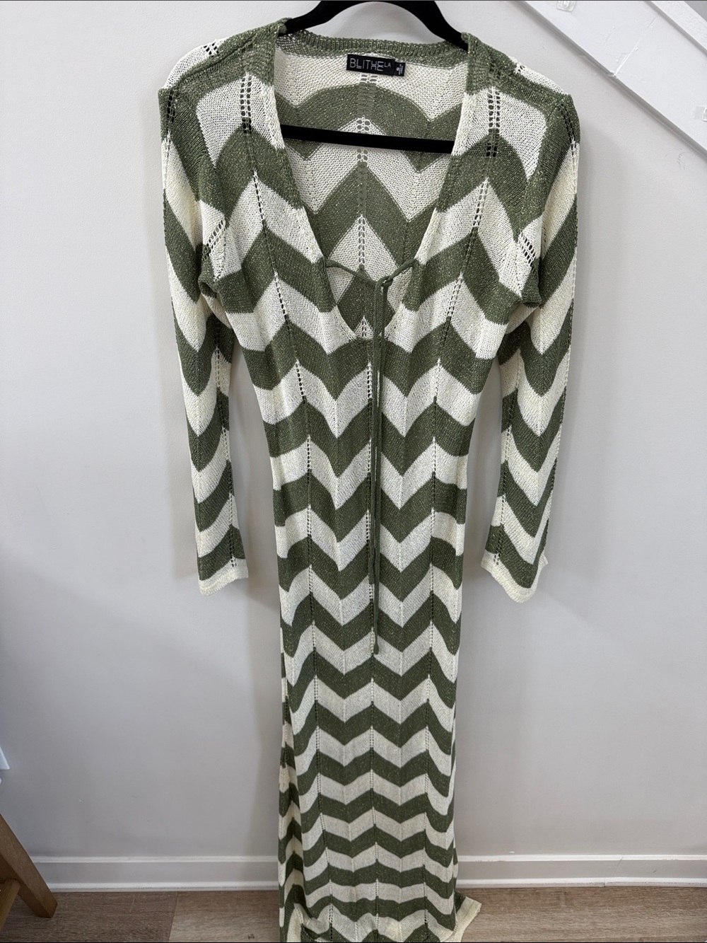 Olive & Cream Chevron Maxi Dress